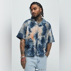 Fashion Nova Blue and Orange Men's Shirt